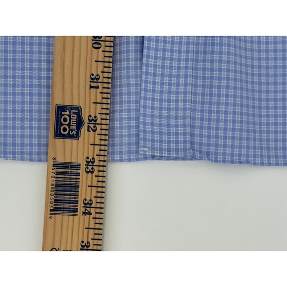 Proper Cloth Shirt 17.3 Men's Wrinkle Resistant Micro Check‎ Blue Dress Shirt - Picture 8 of 11